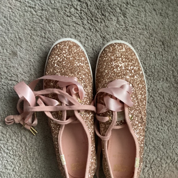Kate Spade Keds, Size 8, Pink Bling, Satin Laces - Picture 4 of 4